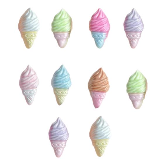 10Pcs Mini Colorful Ice Cream Charm Simulated Ice Cone Figurine DIY Handmade Jewelry Hair Clip Backpack Bag Decoration Accessories