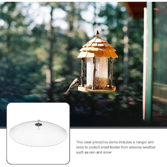 GANAZONO Bird Feeder Protector Dome Cover with Hanger Hook Outdoor for Feeders Easy Installation Material