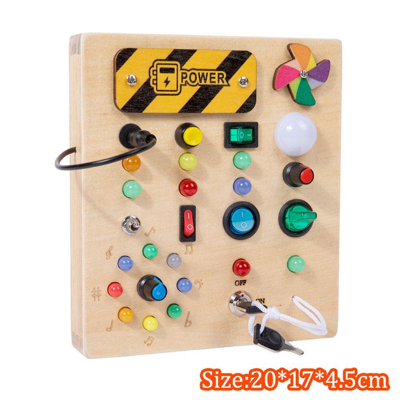 2 in 1 Montessori Busy Board Light Switch Games Toddlers Sensory Manipulation Board Parish Learning Activity Wooden Children Toy