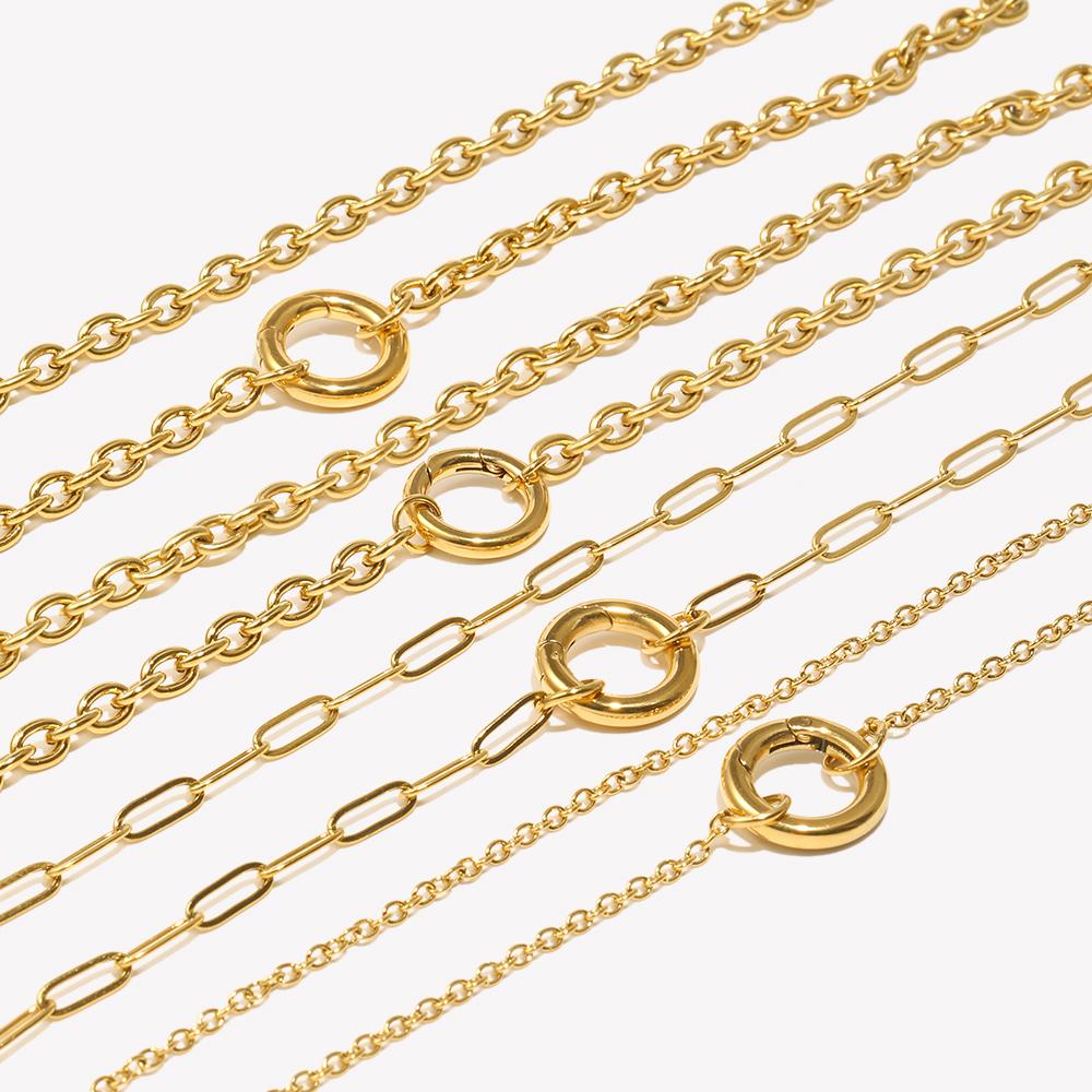 E.B.belle Runde Federstecker Halskette Edelstahl O-Kette 18 Karat Vergoldet Für DIY Schmuckherstellung Zubehör