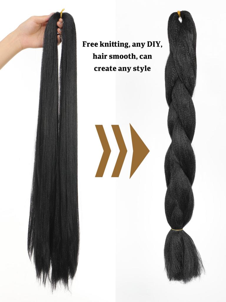 Syntetiske Hårstykker 24 tommer Svarte Syntetiske Hårfletter Forhåndsstrukket Jumbo Flettehår Extensions for daglig DIY-bruk