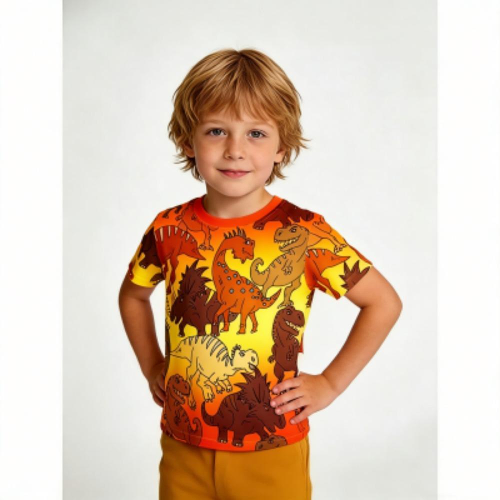

Fashion Kids T-shirt Cartoon Colorful Dinosaur 3D Print Kids Short Sleeves T-Shirt Loose Casual Summer Outdoor Boy and Girl Tees Tops 100