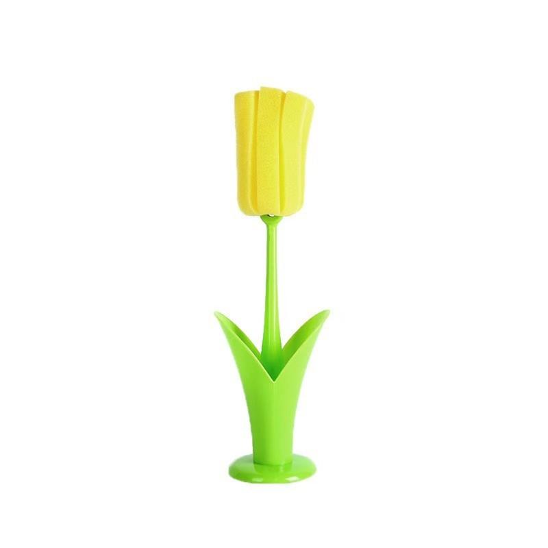 Flower Shape Cup Cleaning Brush With Detachable Sponge For Scrubbing And Long Handle Design Brush for Kitchen Use