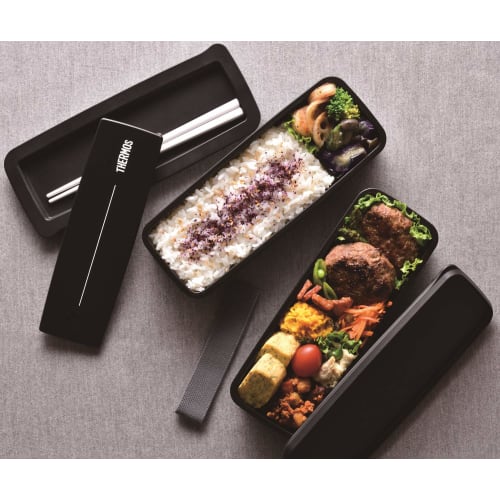 Thermos Bento Box 2 Tier Fresh Lunch Box 980ml Black DJS-980W BK