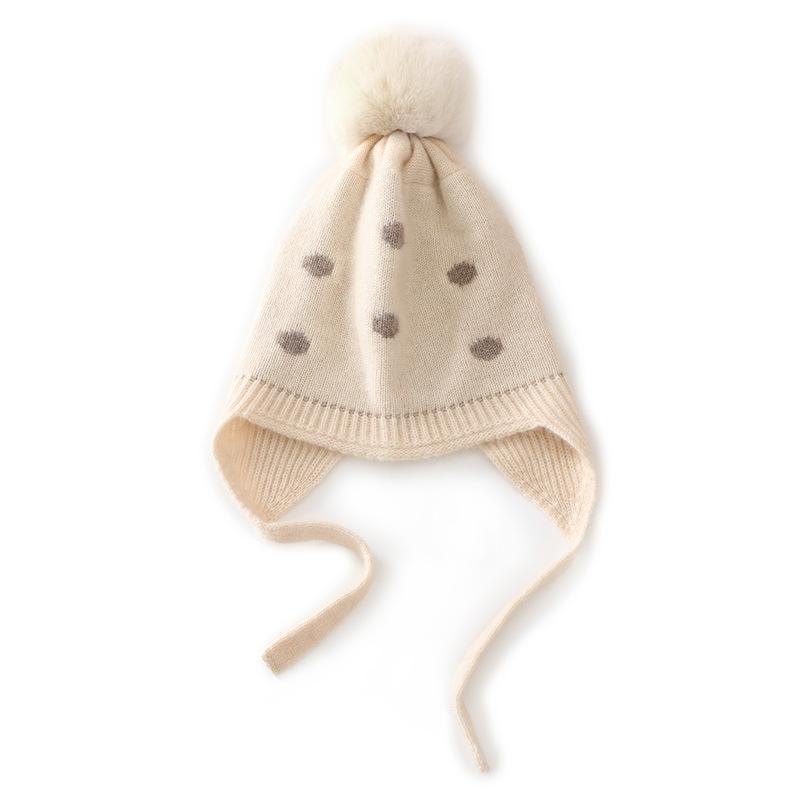 Children's cashmere hats boys and girls autumn and winter knitted cold-proof ear protection hair warm hairball hat spot winter