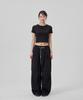 MAKEITTO Two Tuck Wide Parachute Cargo Pants_Black