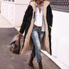 Solid Color Hooded Cotton Double-Sided Slim Fit Cardigan Coat with Long Sleeves