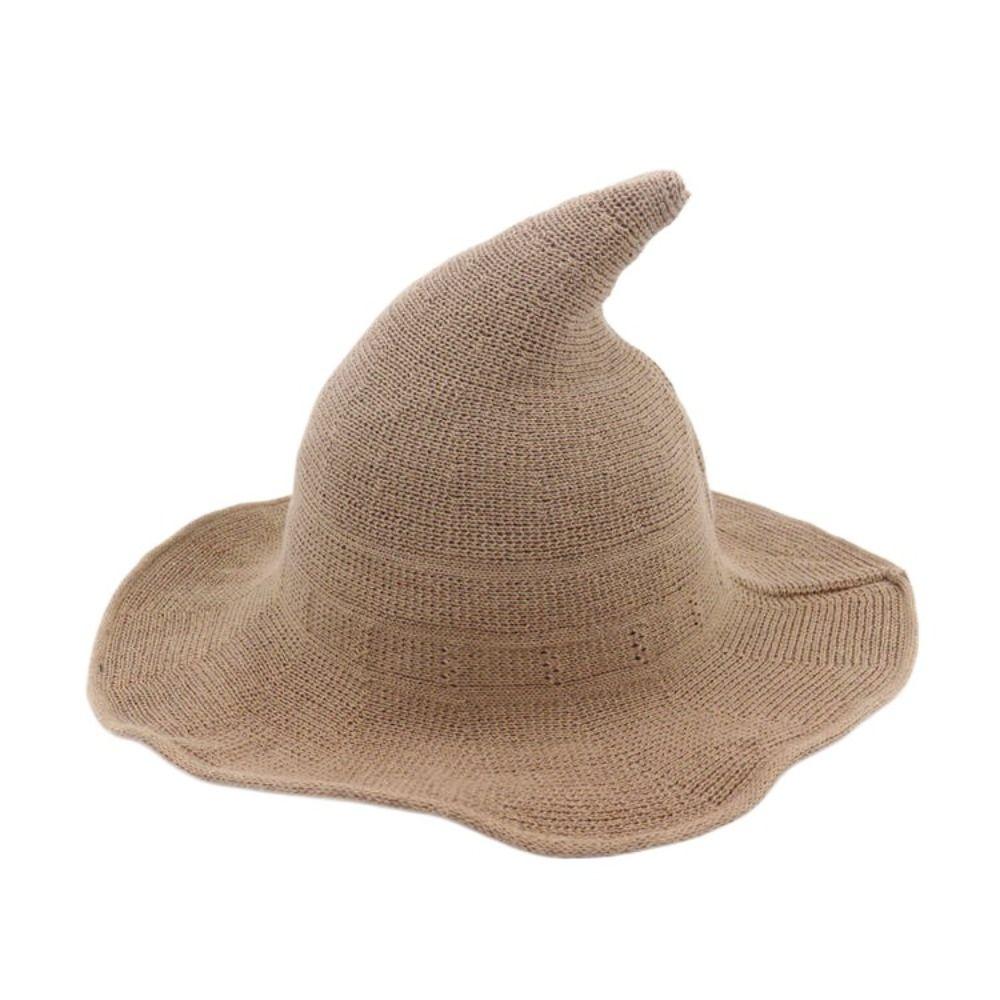 Solid Color Witch Hat Wool Halloween Hat Foldable Wool Bucket Hat  Party