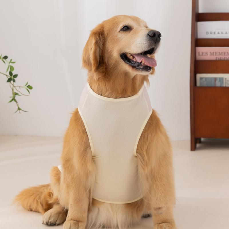 Big dog cool clothes spring and summer macarons small mesh breathable sun protection cool traction vest golden retriever pet clothes