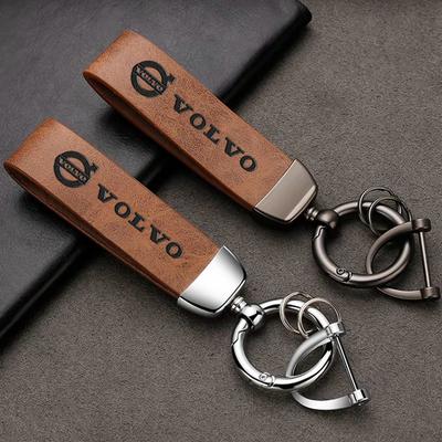 Skórzany Brelok do Kluczy Samochodowych z Wytłoczonym Logo Breloczek Wisiorek Prezent Dla XC60 V90 XC40 V60 V40 XC90 XC70 V50 S60 S90 EX30 Olestar