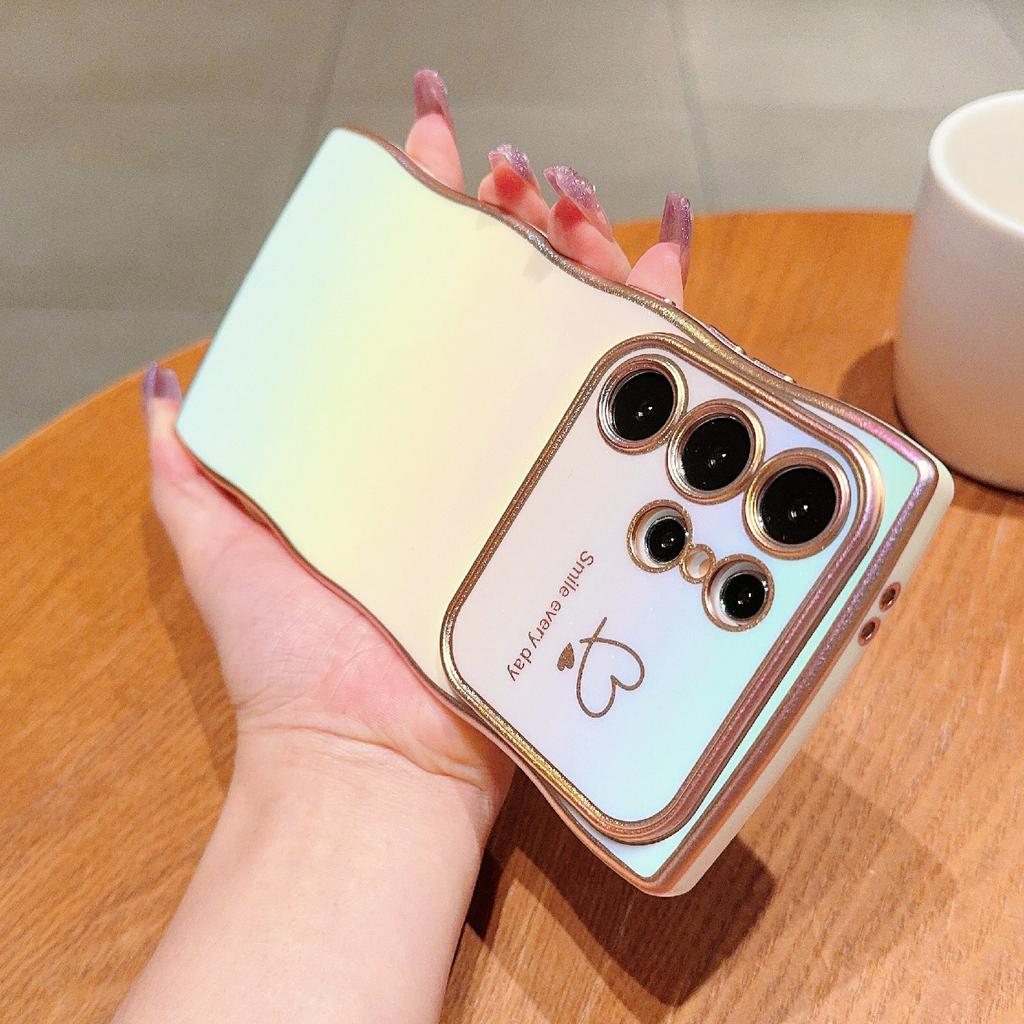 For Samsung Galaxy S23 Ultra Case Curly Shape Love Heart TPU Phone Cover Iridescent Gradient