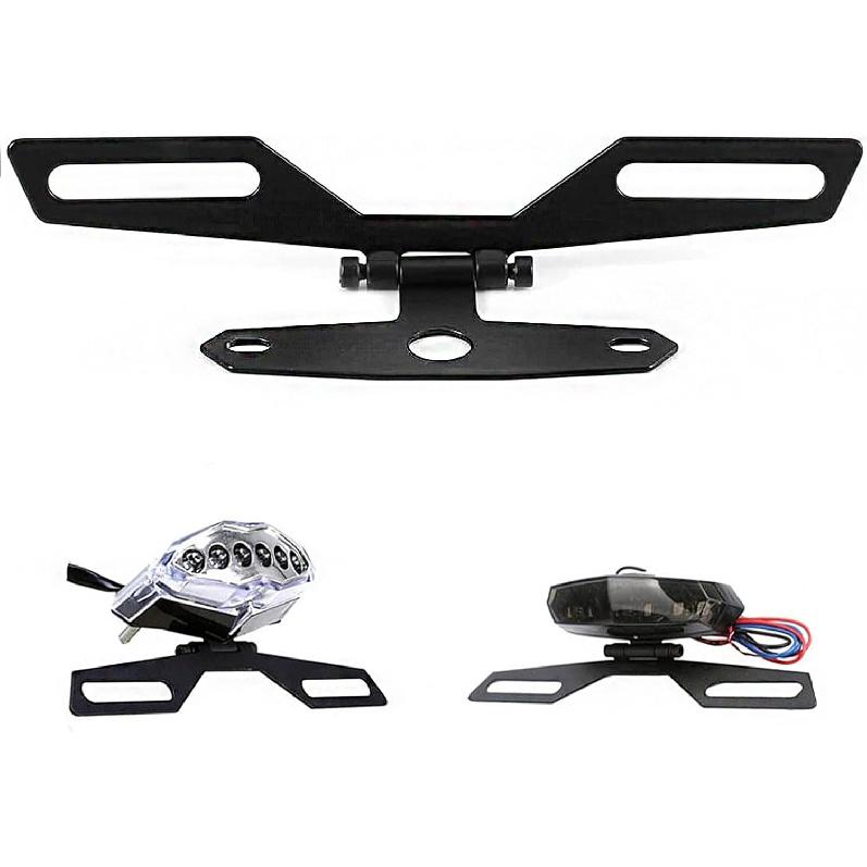 ANKIA Universal Adjustable Motorcycle Fold License Plate Tail Light Holder Motorbike License Plate Mount Holder Bracket for Suzuki Ducati Honda