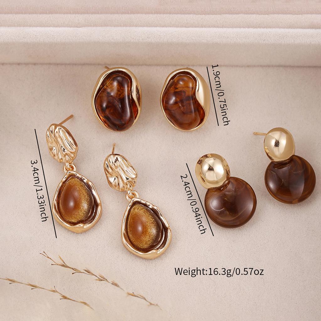Retro coffee color Maillard earrings women's caramel color new popular earrings temperament earrings