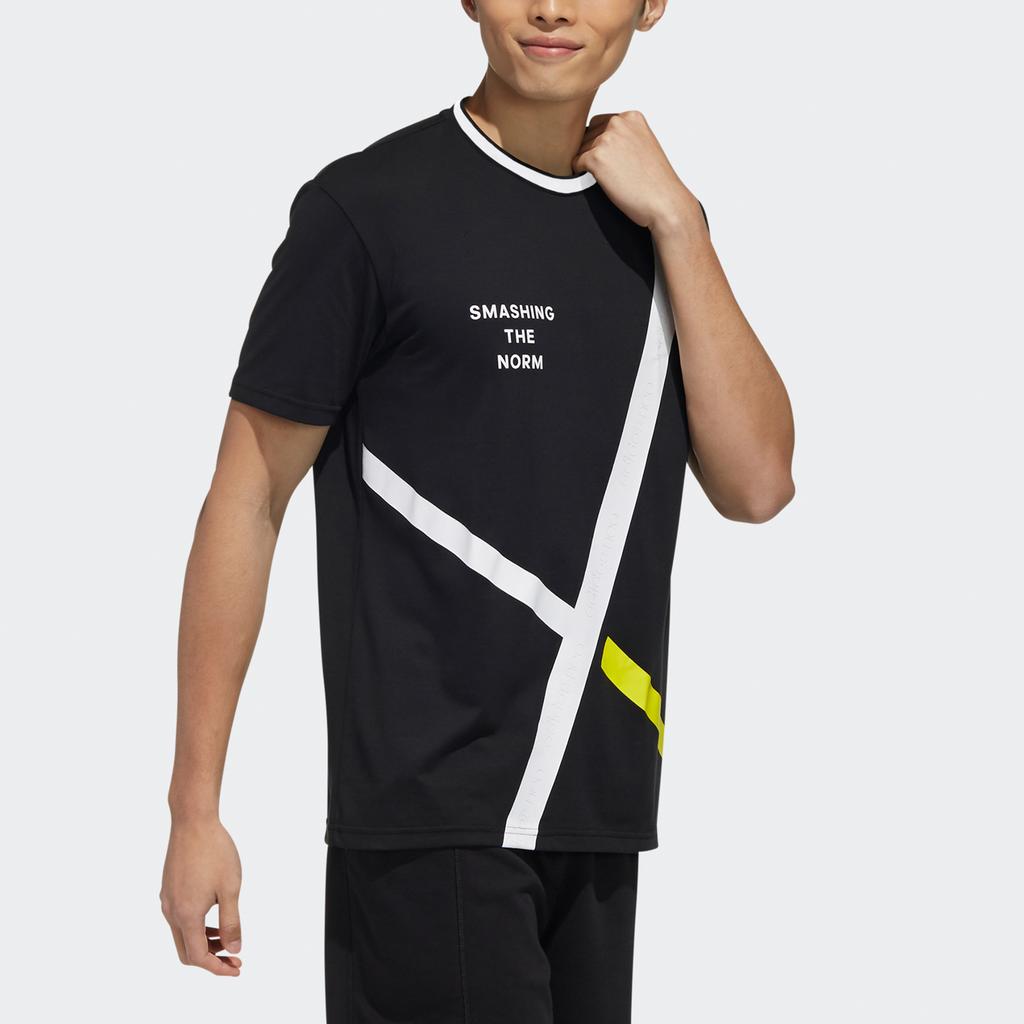 Adidas Neo Allover Print Breathable Straight Tee Men Tops Black DW8114