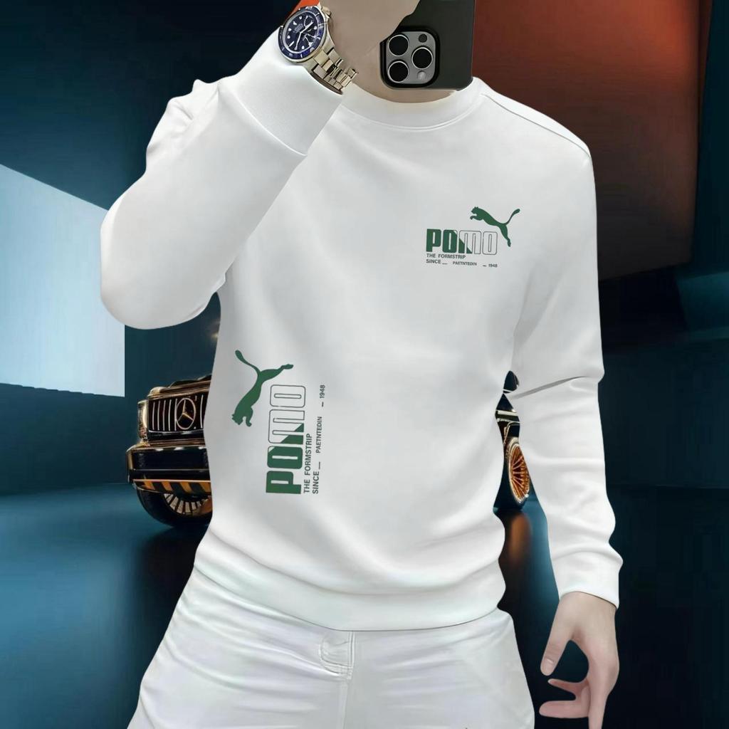 Men's European Light Luxury Printed Hoodie: Autumn/Winter Slim Fit Plus Velvet Top