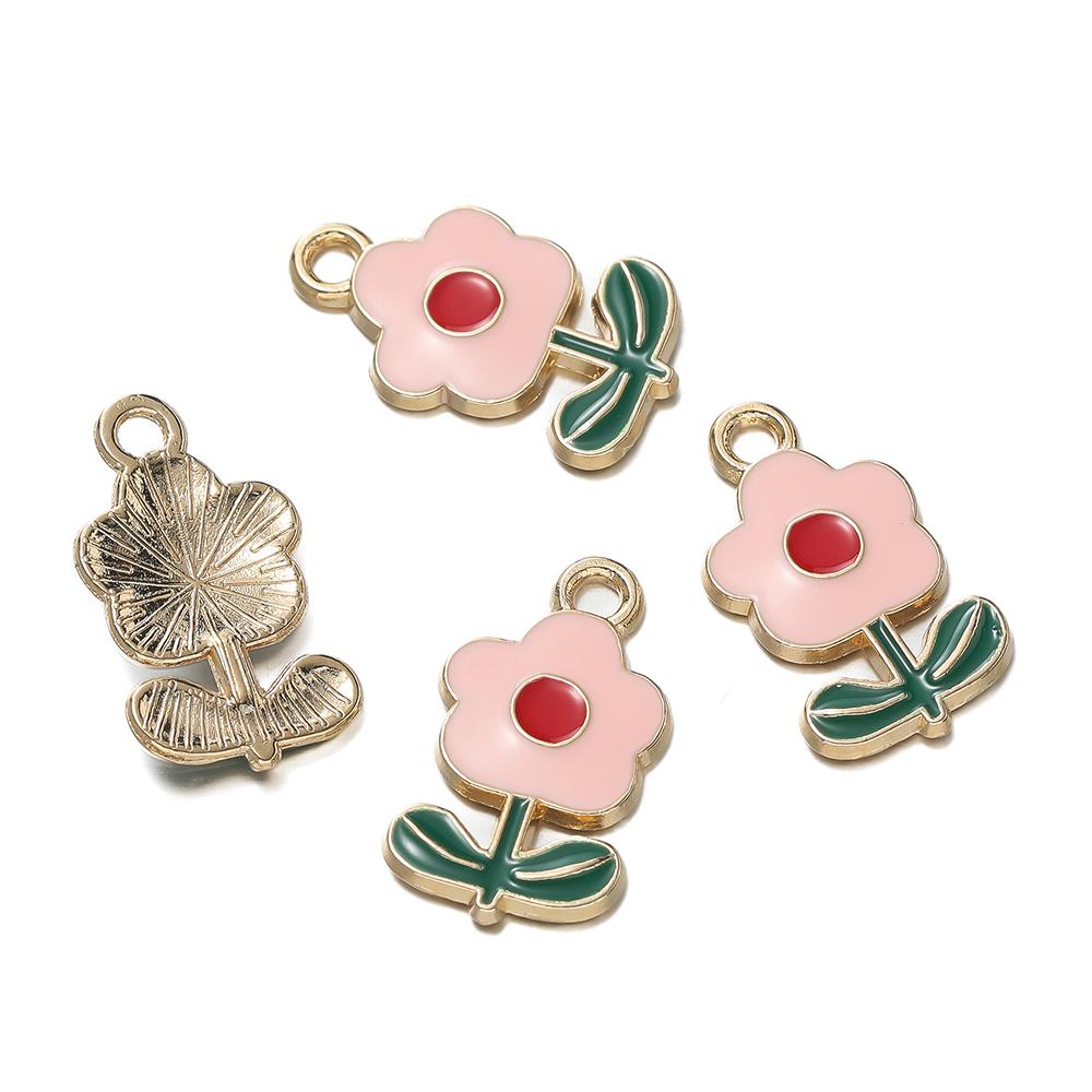 

5Pcs Alloy Cute Enamel Colorful Flowers Charms for Earrings Necklaces Bracelets Flower Pendants Jewelry Making Accessories розовый