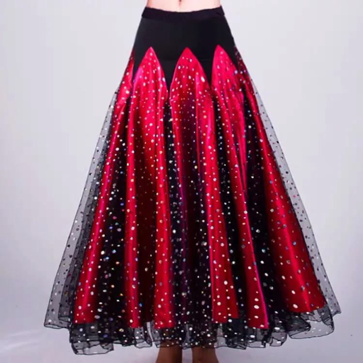 Damen Modernes Ballkleid mit vollem Rock Walzer Übungskleid Gesellschaftstanzrock Wunderschönes Elegantes Langes Kleid