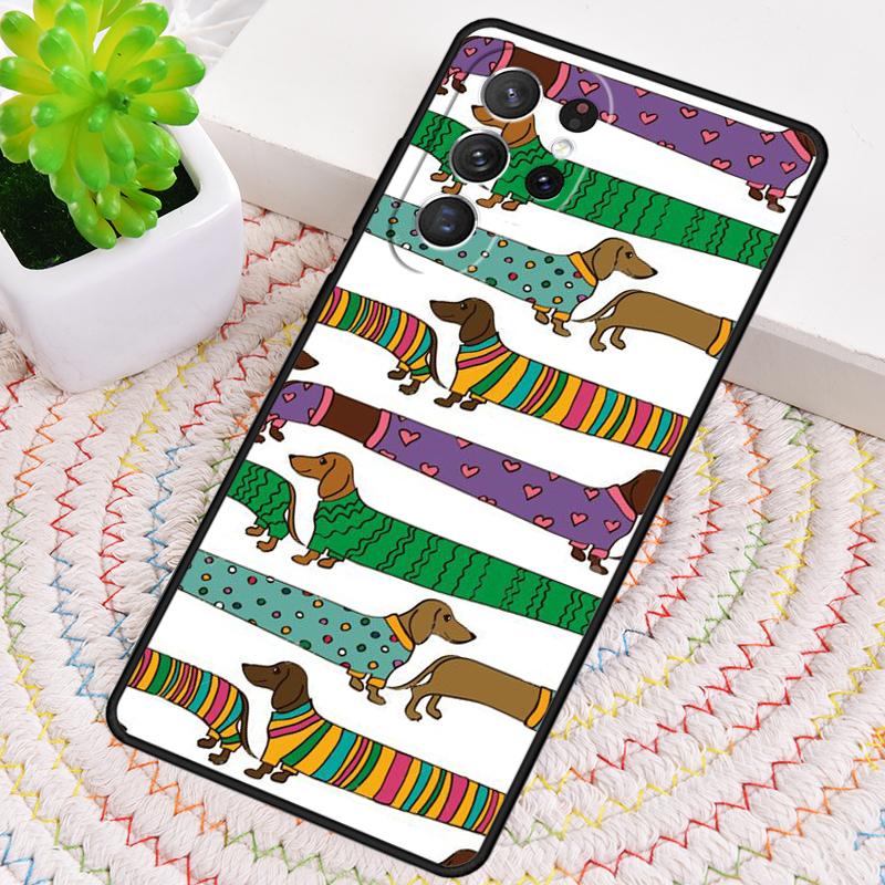 Dachshund And Flower Phone Case for Samsung Galaxy Note 10 Pro S26 Ultra S23 S24 FE S25 S21 S22 PLUS Shockproof Cove
