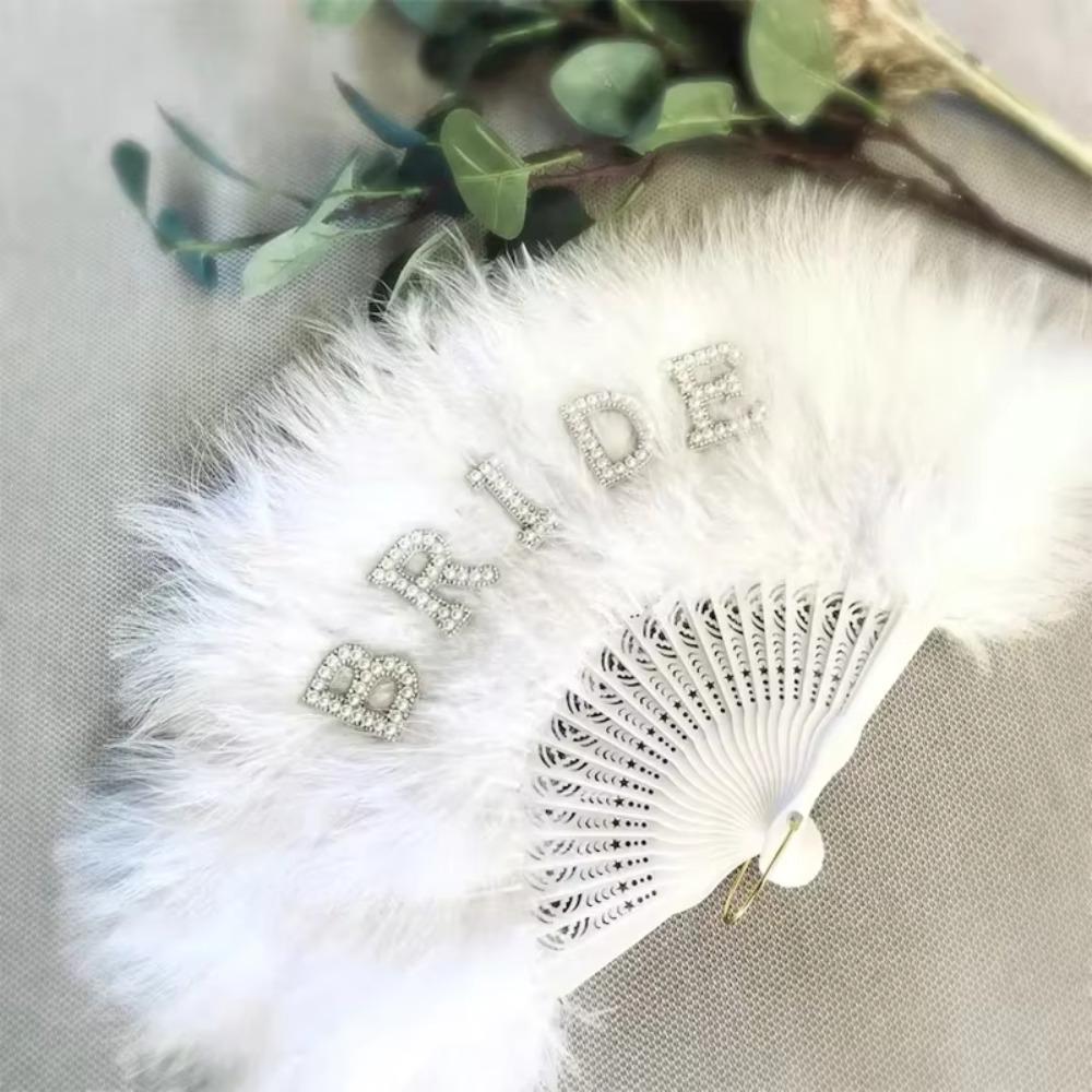 Handheld Hand Fan Chinese Style Folding Fan Gift Bride Feather Fan Dance