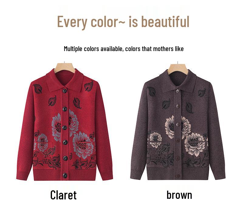 Lightweight Spring & Autumn Cardigan for Mature Women: Perfect for Mothers and Grandmothers in Their 70s and 80s, Loose Fit, Comfortable Knit Sweater