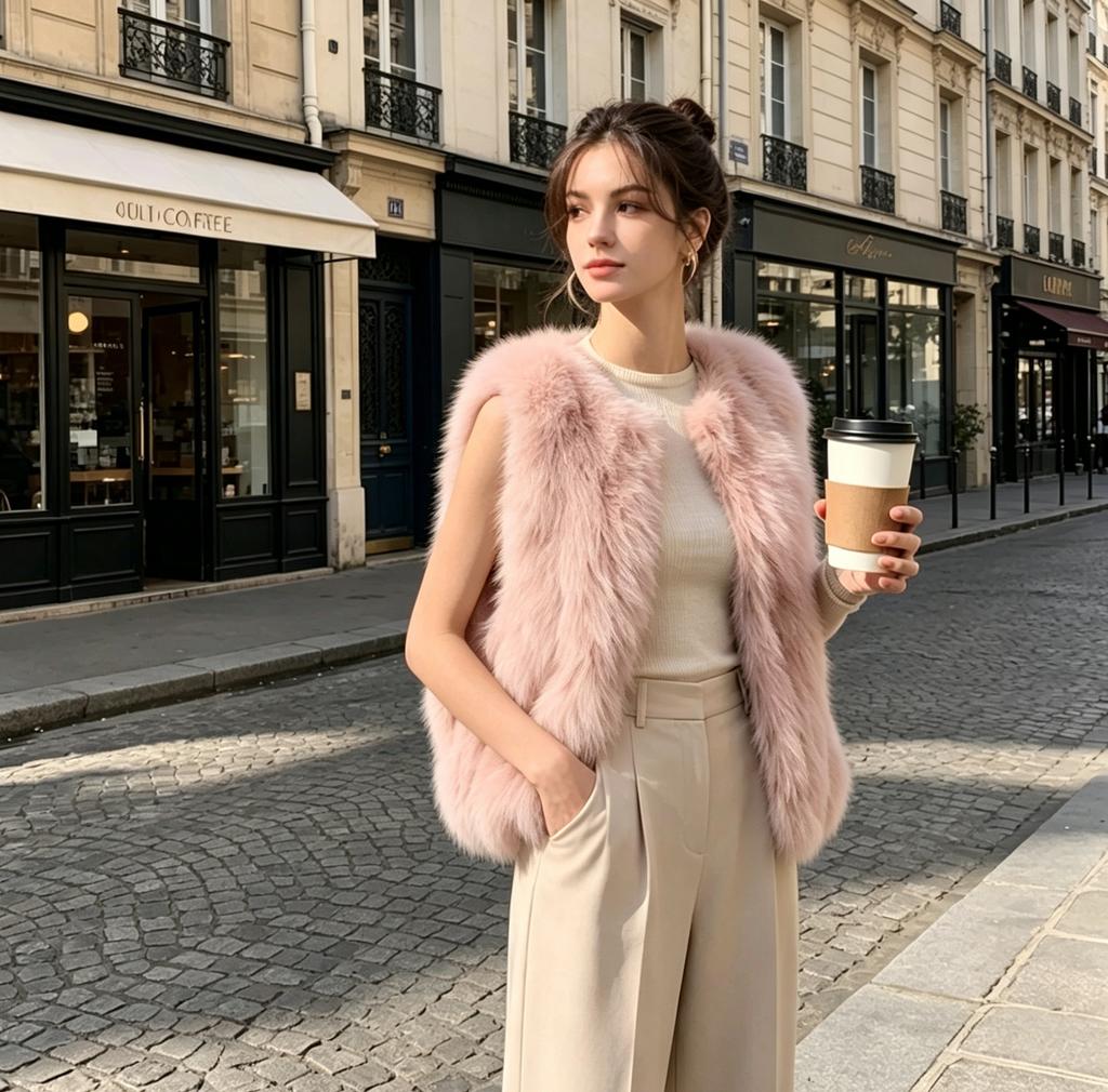 New Autumn and Winter Imitation Fur Vest Women's Short Vest Vest Imitation Fox Hair Plush Internet Celebrity Vest Jacket