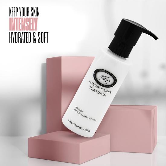 FASHION COLOUR Platinum Makeup Feuchtigkeitsspendender Primer | Haut-Hydratisierend & Feuchtigkeitsspendend | Ölfreie Formel | Schwerelose Textur für Makellose Basis | 135ml