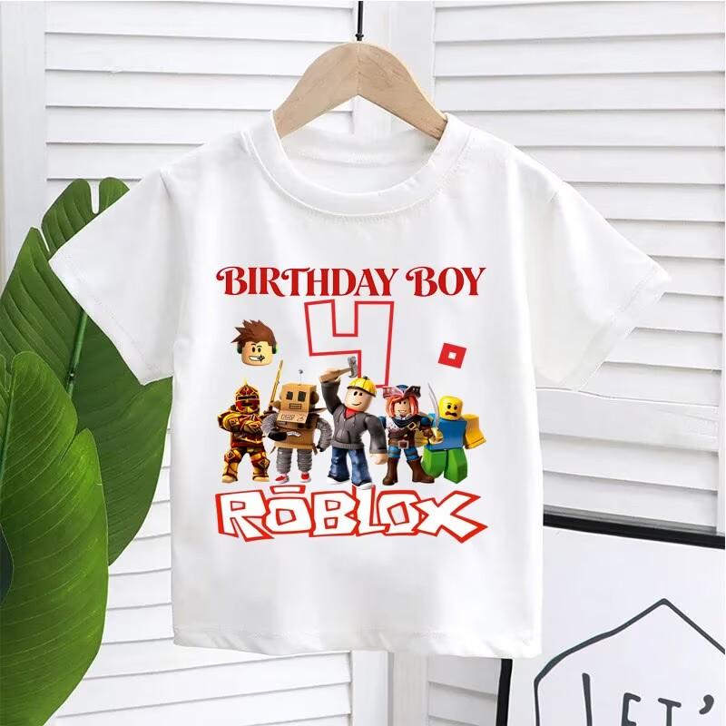 New Roblox Children T Shirts Cartoon Birthday Number Graphic T-shirts Boys Girls Casual Short Sleeves Tops Summer Kids Clothing