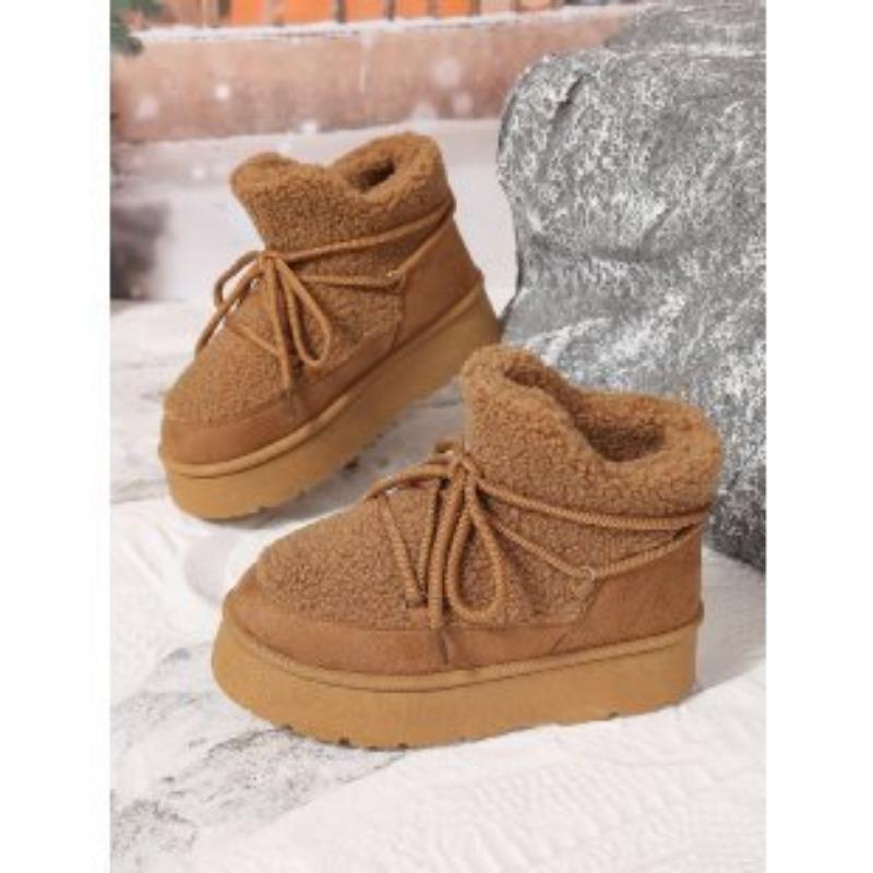 Large Size Thick-soled Cross-strap Snow Boots, New Thickened Medium Tube In Autumn and Winter, But Knee-warm Women's Boots