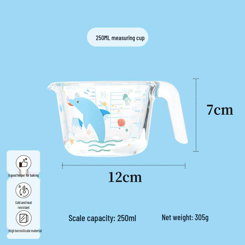 Graduated High Borosilicate Glass Measuring Cup Set 250ml, 500ml, 1000ml