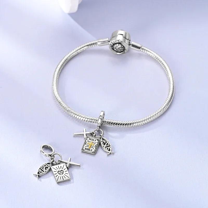 Helig Bibel Kors Pärlor Koppar Original Pärlor Passar Original Berlockarmband Pärlor Smycken Gåvor För Kvinnor