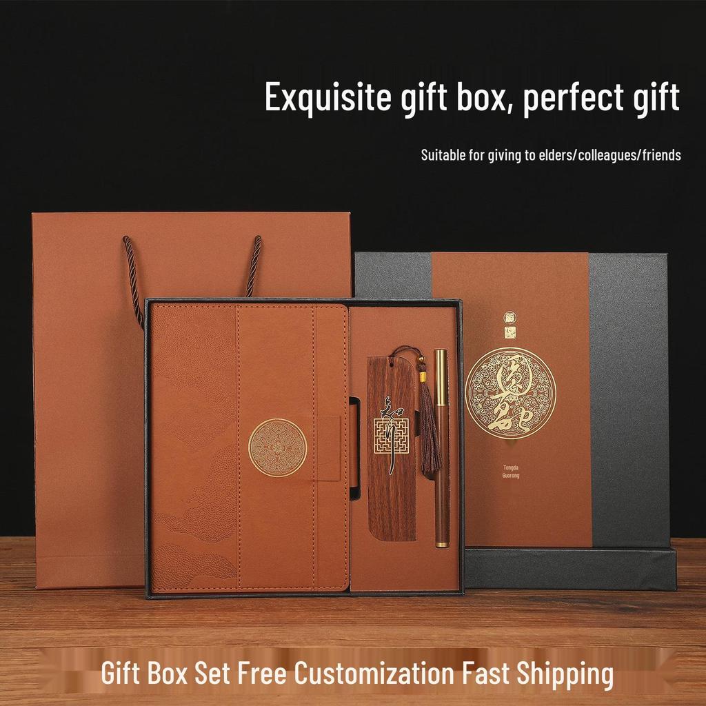 Luxury Mid-Autumn Festival Gift Set with Built-in Pen Holder