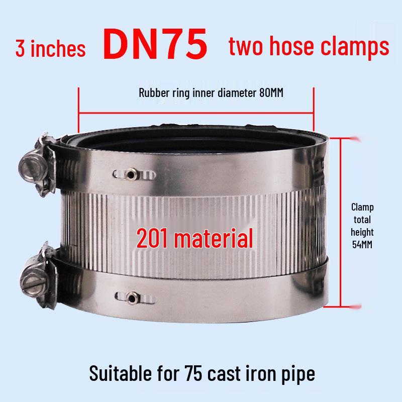 Heavy-Duty Stainless Steel and Cast Iron Flexible Pipe Clamp for Sewer and Drain Pipes