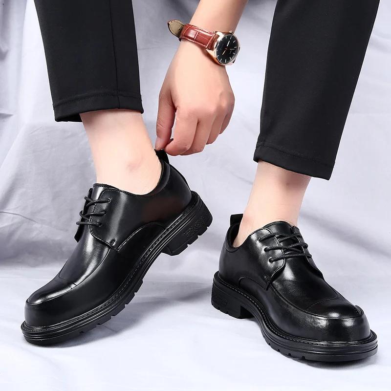 Scarpe Oxford classiche da uomo, casual, eleganti, nere, comode, alla moda, in pelle di lusso.
