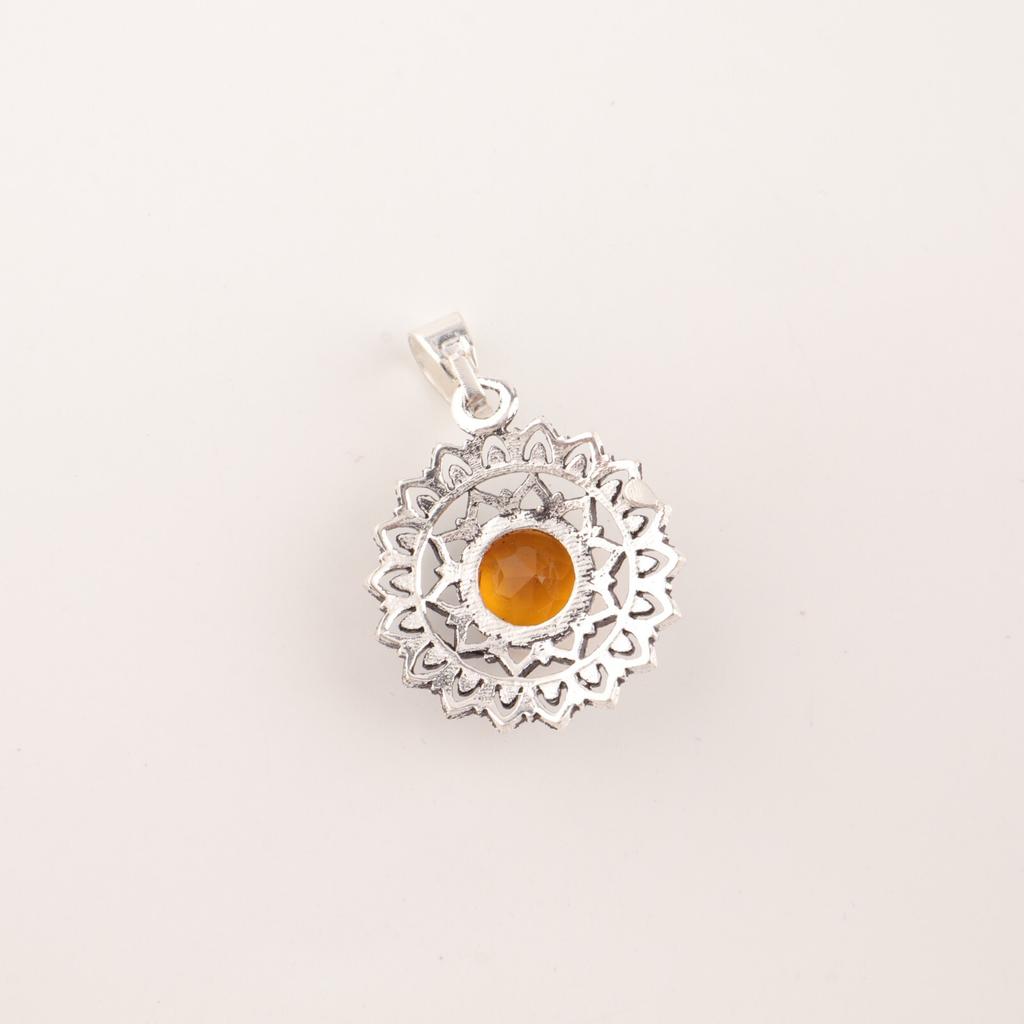 Citrine Gemstone 925 Sterling Silver Jewelry Handmade Pendant1.14" Gift For Wife CP-30-13