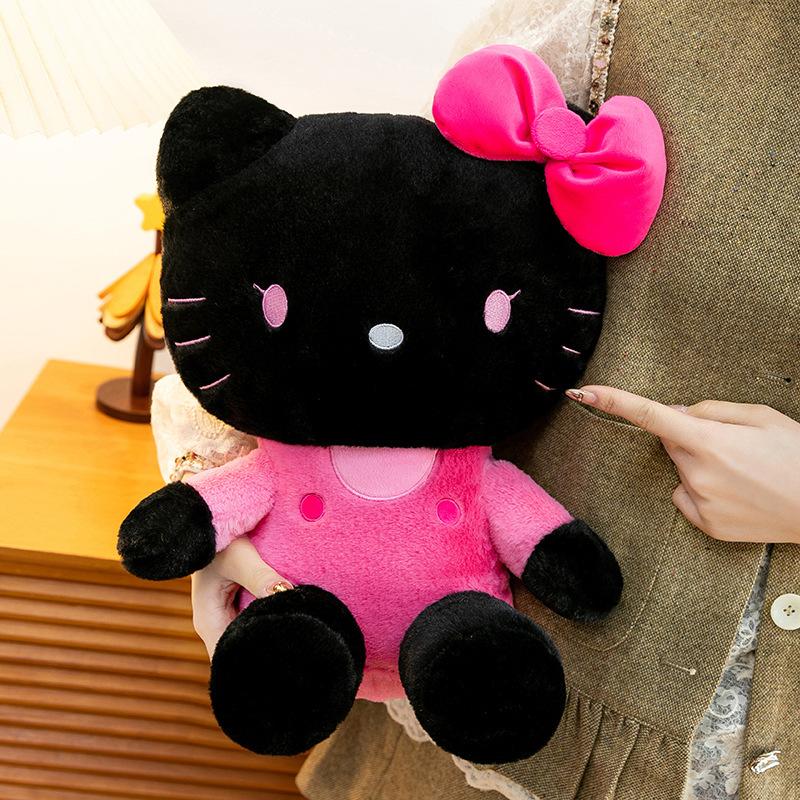 Black Pink Hello Kitty Plush Toy Fluffy Sofa Cushion - Room Decor Desktop Ornament & Companion Sleep Soothing Doll Gift