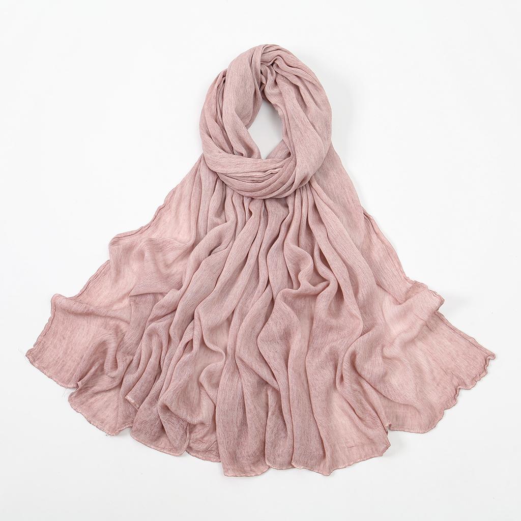 New Muslim Woman Solid Hijabs Scarf Ramadan Soft Rayon Cotton Wrinkle Shawl Islam Turban Ramadan Headband Foulard 180*80Cm