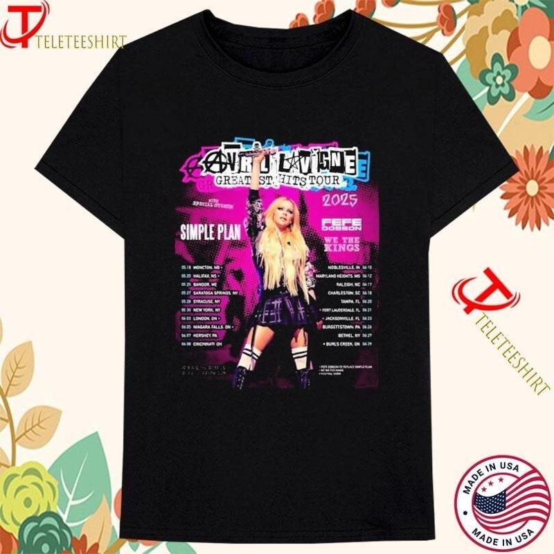 Avril Lavigne Simple Plan Greatest Tour Hits 2025 Fan Concert T Shirt S разноцветный
