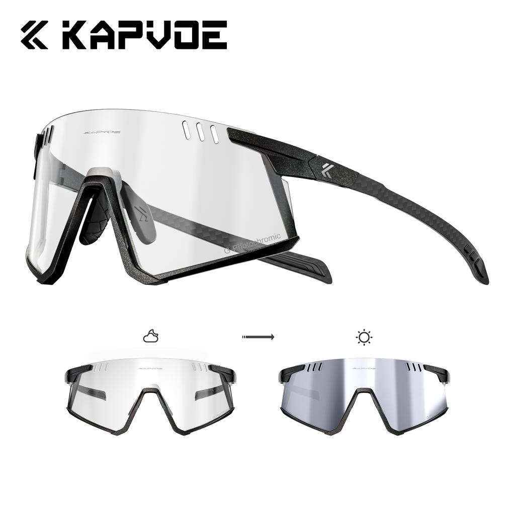 Lunettes de cyclisme Kapvoe Photochromiques UV400 VTT Claires Vélo de montagne Lunettes de soleil de transition pour hommes Femmes Lunettes de sport