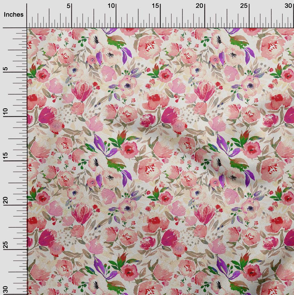 oneOone Cotton Flex Fuchsia Pink Stoff mit Blumenmuster, zum Nähen, Basteln, Projekte, Stoffdrucke, Meterware, 40 Zoll
