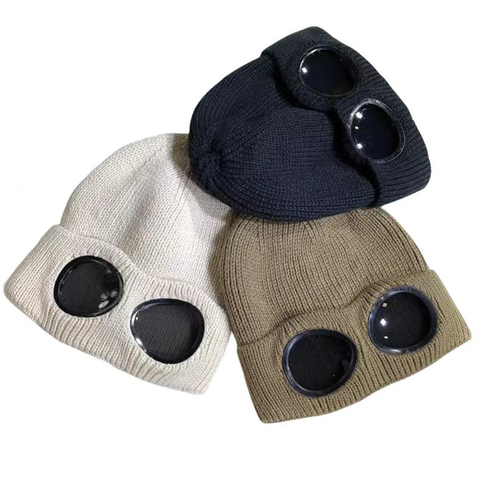 Windproof Ski Beanie with Goggles Warm Knitted Woolen Hat for Men & Women Thermal Headwear for Cold Weather Winter Outdoor Gear