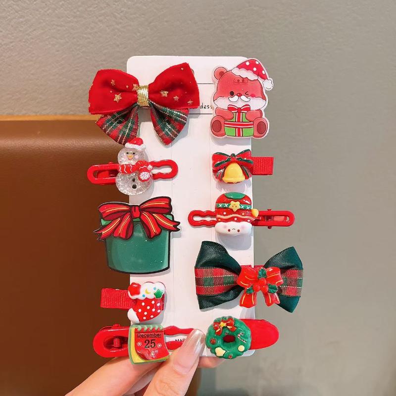 Noel Saç Tokası Seti Sevimli Noel Baba Noel Ağacı Kar Tanesi Saç Tokası Çocuk Saç Aksesuarları Yıl Hediyeleri