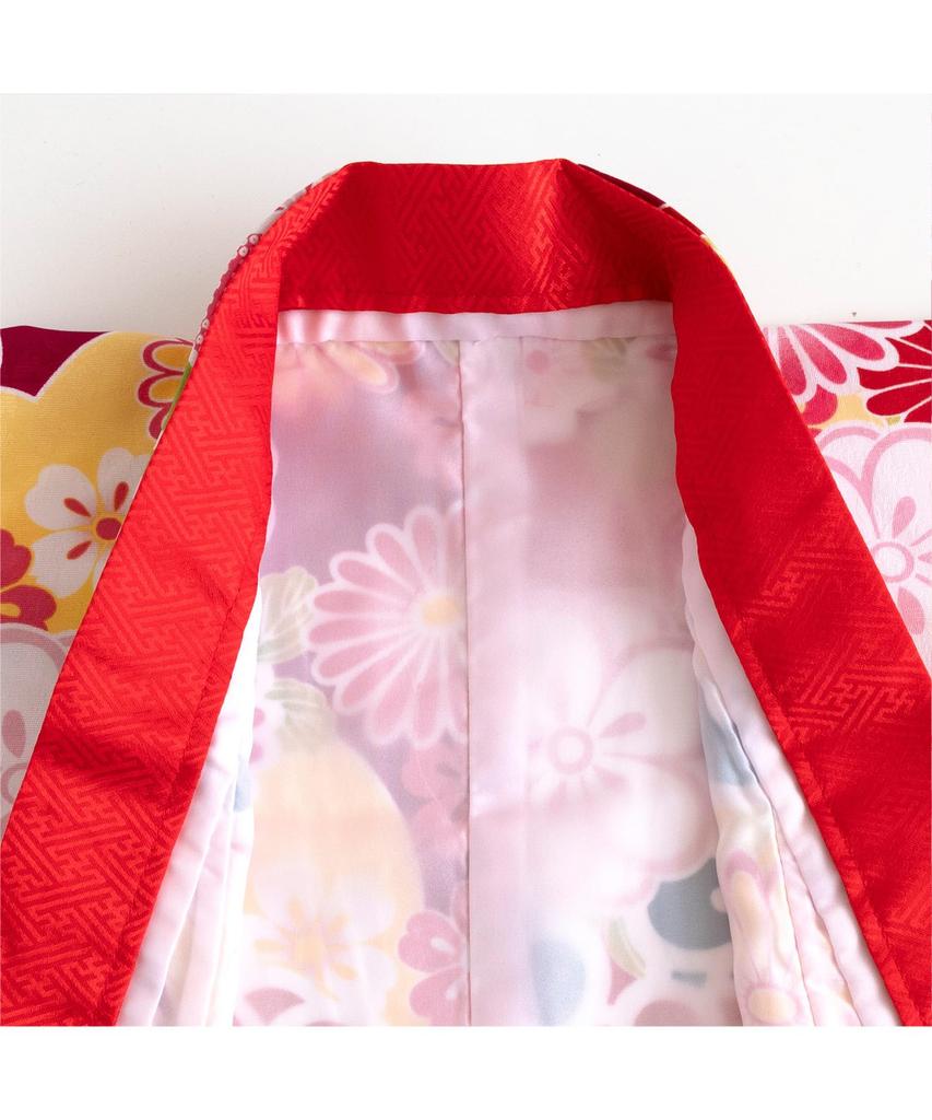 Kimono 7 Jahre altes Mädchen, komplettes Set, Datum, geknotet, faltbar, Shiko Birana, 2 Taillen, Ayaka [KYOETSU] Shichi-Go-San (Kimono, Kragen, Unterwäsche, Obi, Sandalen,