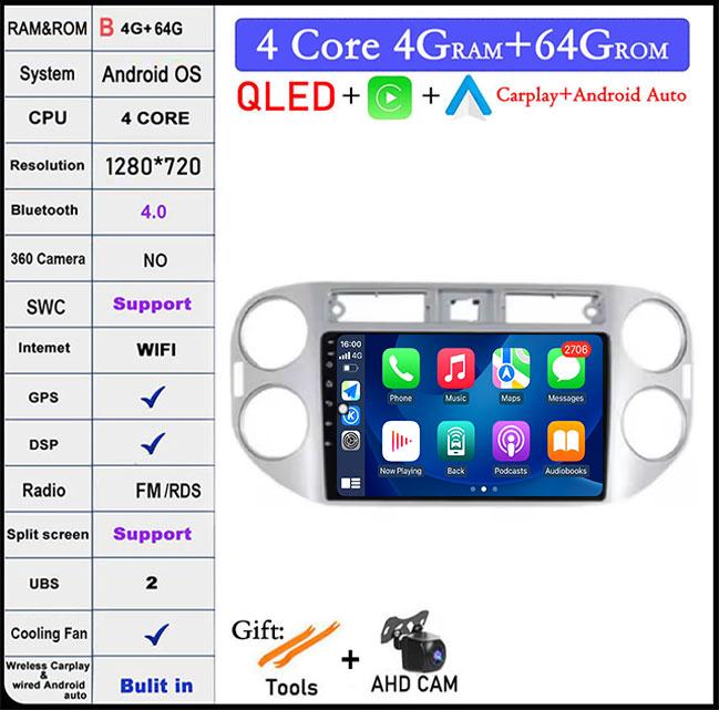 QLED Touch Screen Android 14 For Volkswagen VW Tiguan 1 NF 2006 2008 -2016 Car Radio Multimedia Video Player DSP IPS 5G WIFI