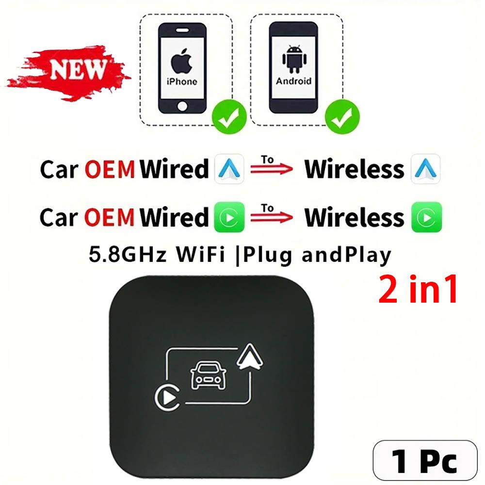 4 in1 Android Auto Wired to Wireless Carplay Android Auto Adapter WiFi For Wired Cars Smart Ai Box Plug&Play Smart Car Systems