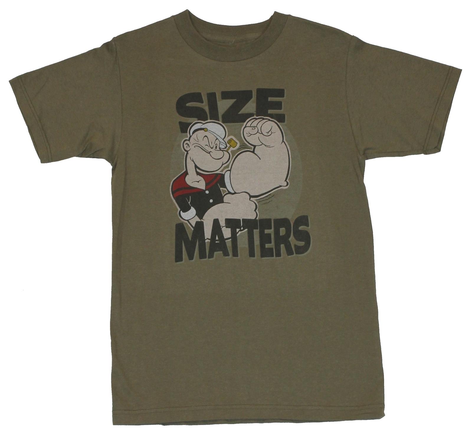 Popeye Adult New T-Shirt - Size Matters Popeye Big Gun Pose Pic XXXXL