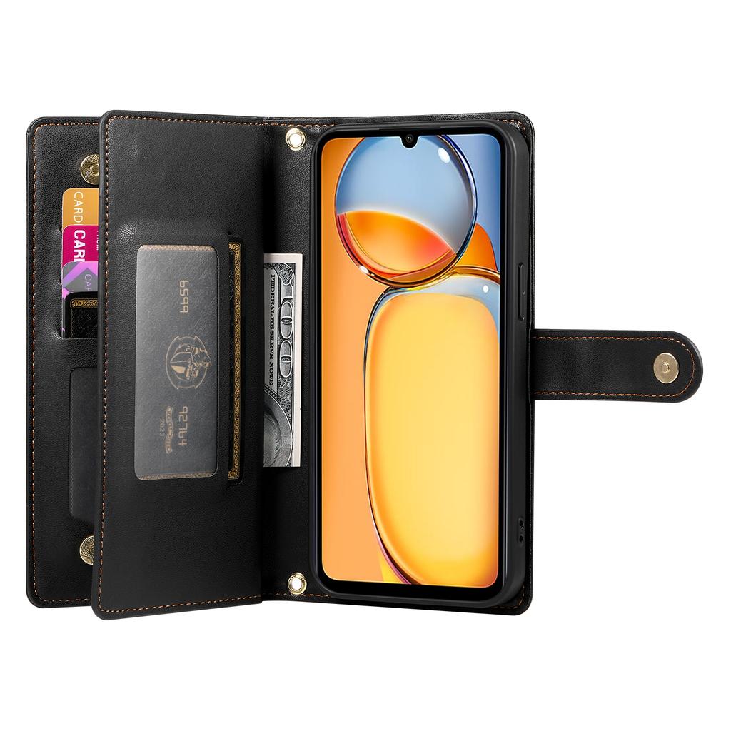 DF-011 For Xiaomi Poco M6 5G/Redmi 13R 5G/13C 5G/13C 4G/Poco C65 4G Case Zipper Wallet Leather Cover