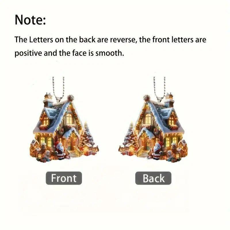 1pcs/5pcs Novo acrílico plano 2D casa de Natal floral pingente de árvore de Natal decoração para casa espelho retrovisor do carro pingente de chave pingente