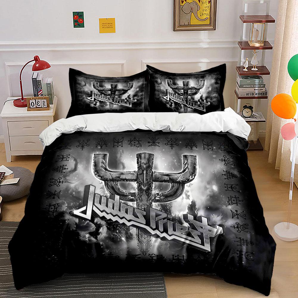 Judas Priest Steel Cross Design Bedding Duvet Cover Set Duvet Cover Pillowcases (1*Duvet Cover 2*Pillowcases, Without Duvet Insert)