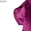 ZANZEA Women Square Collar Summer Short Sleeve Satin Blouse