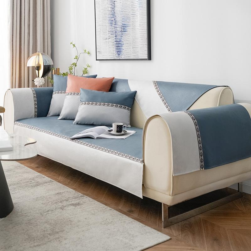 Waterproof Sofa Covers Anti-skid Leather Sofa Seat Cushion Solid Splicing Non-slip 1/2/3/4Seat Sofa Anti-skid Protective Cover